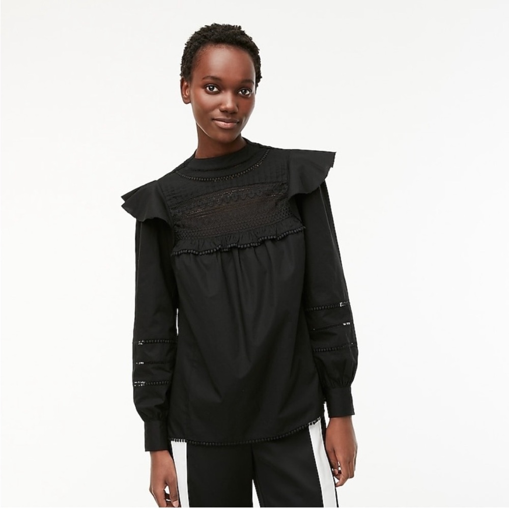 J Crew Crocheted Lace Ruffle Top